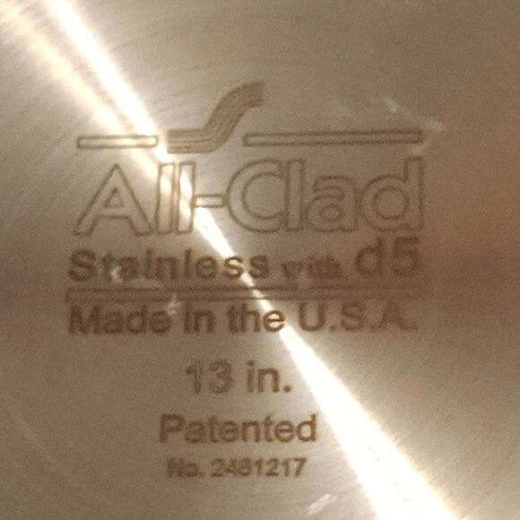 ALL CLAD Stainless w d5 Sautee Pan 13" with Lid - Picture 5 of 7